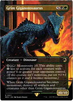 Grim Giganotosaurus (Borderless) 11 Universes Beyond: Jurassic World NM MTG - Image 1