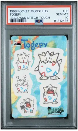 Pokemon 1998 Sealdass Stitch Touch Togepi #06 Pocket Monsters PSA 10 - Image 1