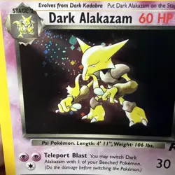 Pokemon TCG Dark Alakazam 1/82 Holo Rare Unlimited WOTC Team Rocket - Excellent - Image 1