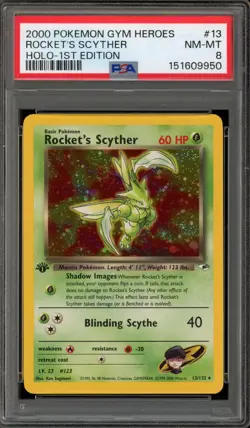 Pokemon Rocket's Scyther Gym Heroes 1st Edition Holo Rare #13 PSA 8 - Image 1