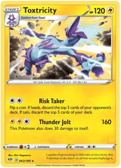 LP Pokemon Toxtricity - 063/189 - Holo Rare Lightly Played Darkness Ablaze - Image 1