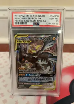 Pokemon Pikachu & Zekrom GX #SM168 Promo Tag Team PSA 10 - Image 1