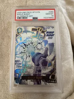 2025 One Piece Op12 Boeuf Burst Alternate Art Alt Psa 10 060 Manga Event English - Image 1