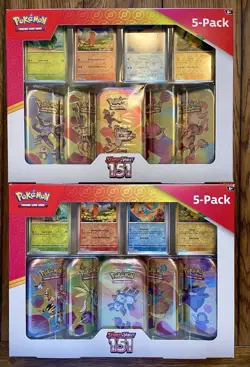 Lot of 2✅ Pokemon Scarlet & Violet 151 5-pack Mini Tins + 4 Promo Cards ✅ Costco - Image 1