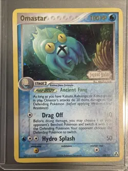 Pokemon TCG Omastar 23/92 EX Legend Maker Holo Rare Stamp MP - Image 1