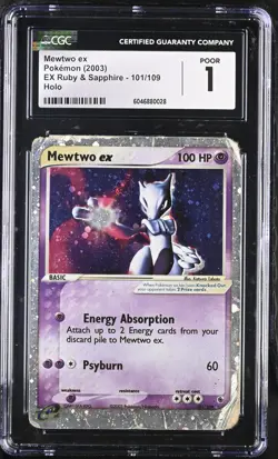CGC 1 Pokemon English Mewtwo ex 101/109 2003 EX Ruby & Sapphire - Image 1
