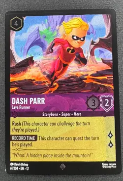 Lorcana Dash Parr Lava Runner Foil Super Rare 61/204 NM Wilds of the Unknown - Image 1