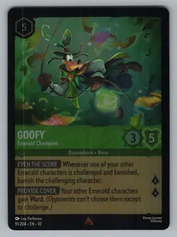 GOOFY - EMERALD CHAMPION 25 P LORCANA COLD FOIL NM DLPC LISA PARFENOVAu - Image 1