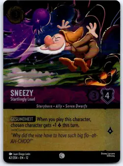 Sneezy - Startlingly Loud (Foil) 42/204 C Wilds Unknown Lorcana Cold Foil NM/M - Image 1
