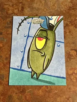 Topps Chrome SpongeBob SquarePants 2025 Plankton 1/1 Sketch Card Cesar Lopez - Image 1