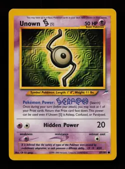 Unown [S] 87/105 Common Neo Destiny Pokemon Cards - Image 1