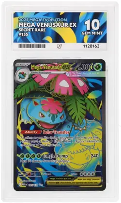 ACE 10 Mega Venusaur EX 155/132 Mega Evolutions Holo Pokemon Card - Gem Mint - Image 1