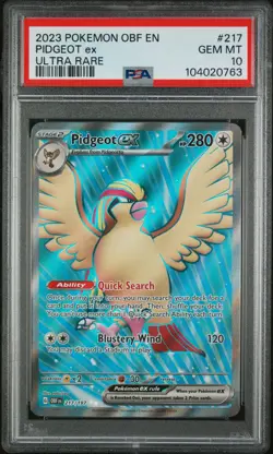2023 POKEMON OBF EN-OBSIDIAN FLAMES ULTRA RARE #217 PIDGEOT EX PSA 10 - Image 1