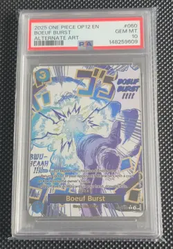 2025 One Piece Op12 Boeuf Burst Alternate Art Alt Psa 10 060 Manga Event English - Image 1