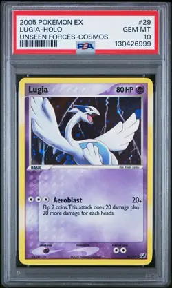 Pokemon Unseen Forces Lugia #29 Cosmos Holo PSA 10 Gem Mint Newest Cert Pop 20 - Image 1