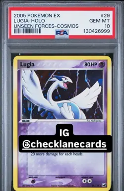 Pokemon Unseen Forces Lugia #29 Cosmos Holo PSA 10 Gem Mint Newest Cert Pop 20 - Image 3