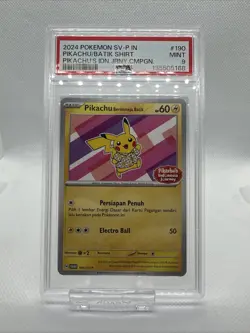 2024 POKEMON INDONESIAN SV-P PROMO #190 PIKACHU/BATIK SHIRT IDN.JRNY.CMPGN PSA 9 - Image 1