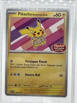 2024 POKEMON INDONESIAN SV-P PROMO #190 PIKACHU/BATIK SHIRT IDN.JRNY.CMPGN PSA 9 - Image 4
