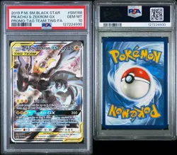 2019 POKEMON BLACK STAR PROMO #SM168 PIKACHU & ZEKROM GX - TAG TEAM TINS PSA 10 - Image 3