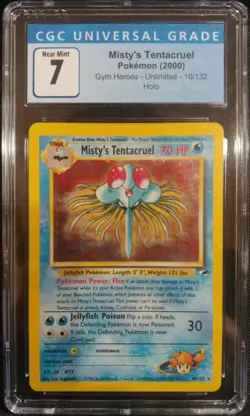 Misty's Tentacruel 10/132 Gym Heroes Holo Rare CGC 7 Near Mint Pokemon TCG - Image 1