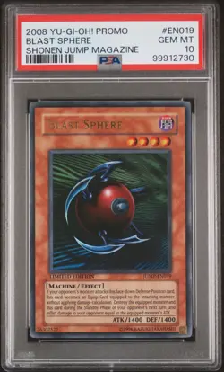 Yugioh 2008 Blast Sphere JUMP-EN019 PSA 10 Ultra Rare POP 5 - Image 1
