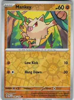 Pokemon Mankey 106/193 SV02: Paldea Evolved NM Reverse Holo card - Image 1