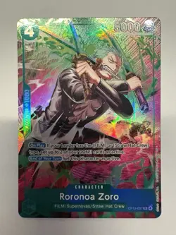 Bandai One Piece Roronoa Zoro OP13-037 OP-13 Treasure Rare Holo Alt Art - Image 1