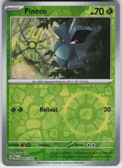 Pokemon Pineco 004/193 SV02: Paldea Evolved NM Reverse Holo card - Image 1