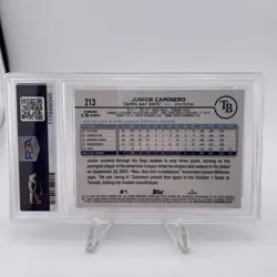 2024 Topps Chrome - Image Variation Junior Caminero #213 Sunglasses (RC) PSA 9 - Image 2