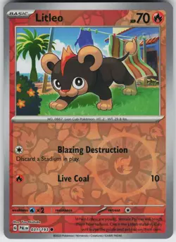 Pokemon Litleo 031/193 SV02: Paldea Evolved NM Reverse Holo card - Image 1