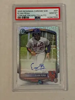 2025 BOWMAN CHROME ELIAN PENA MEGA BOX AUTO PSA 10 GEM MINT - Image 1