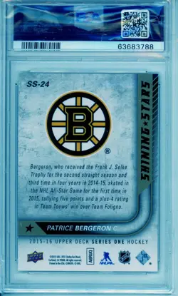 2015 Upper Deck Patrice Bergeron Shining Stars #SS=24 PSA 10 Pop 2 - Image 2
