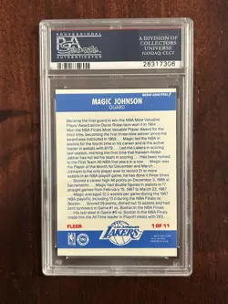 1987 Fleer Sticker #1 Magic Johnson PSA 6 Los Angeles Lakers HOF - Image 2