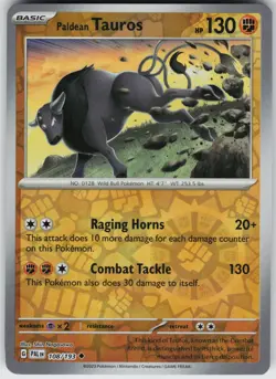 Pokemon Paldean Tauros 108/193 SV02: Paldea Evolved NM Reverse Holo card - Image 1