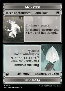 1x Monster / Virtuous / Copy double-sided Token - NM - Wilds of Eldraine MTG - Image 1