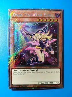 NM Yugioh Dark Magician Girl - RA04-EN107 - Platinum Secret Rare w Print Error - Image 1