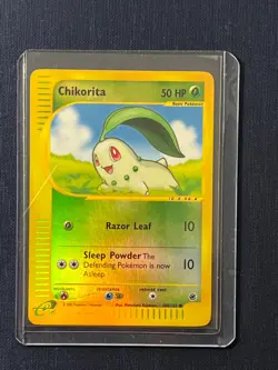 Chikorita 100/165 Expedition E-Series Reverse Holo Pokemon E-Reader Card - Image 1