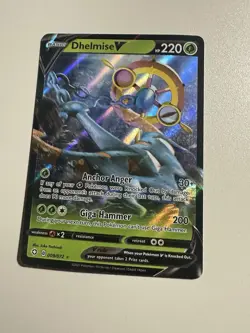 Pokemon TCG Dhelmise V Rare Card 220 HP Anchor Anger Giga Hammer 009/072 - Image 1