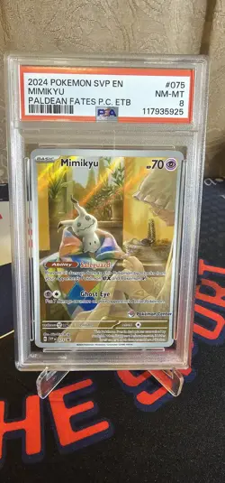Pokemon Center Mimikyu 075SVP Stamped Black Star Promo Card #075 PSA 8 - Image 1