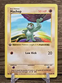 Pokemon Card TCG Machop 1st Edition Shadowless 1999 Base Set 52/102 MP Vintage - Image 1