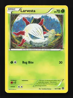 Larvesta 14/114 LP Steam Siege English Pokemon Card TCG - Image 1