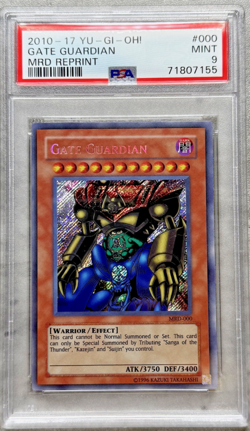 Yugioh Gate Guardian Secret Rare PSA 9 Mint, Metal Raiders Reprint MRD-000, 2010 - Image 1