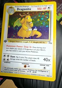 Dragonite 1st Edition Holo 4/62 – LP – Fossil WOTC Pokemon Card - Image 4