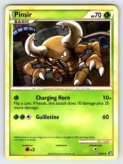Pinsir 32/90 2010 HGSS Undaunted Set Pokemon Card TCG Uncommon - VLP - Image 1