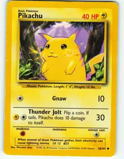 Pikachu - 58/102 Base Set - Pokemon TCG - 1999 - Image 1