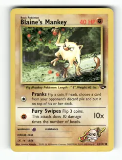 Blaine's Mankey - 63/132 - Gym Challenge - Pokemon - Common - LP - Image 1