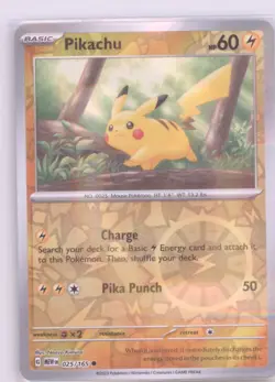 Pikachu 025/165 Common 151 Pokemon Reverse Holo Near Mint - Image 1