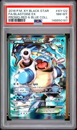2016 POKEMON XY BLACK STAR PROMO #XY122 FULL ART/BLASTOISE EX PSA 8 - Image 1