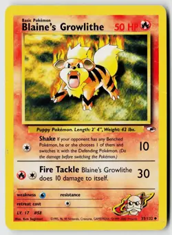 Pokemon Gym Heroes #035/132 Blaine's Growlithe (35) Damaged - Image 1