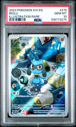 2023 POKEMON SVI EN-SCARLET & VIOLET ILLUSTRATION RARE #215 RIOLU PSA 10 - Image 1